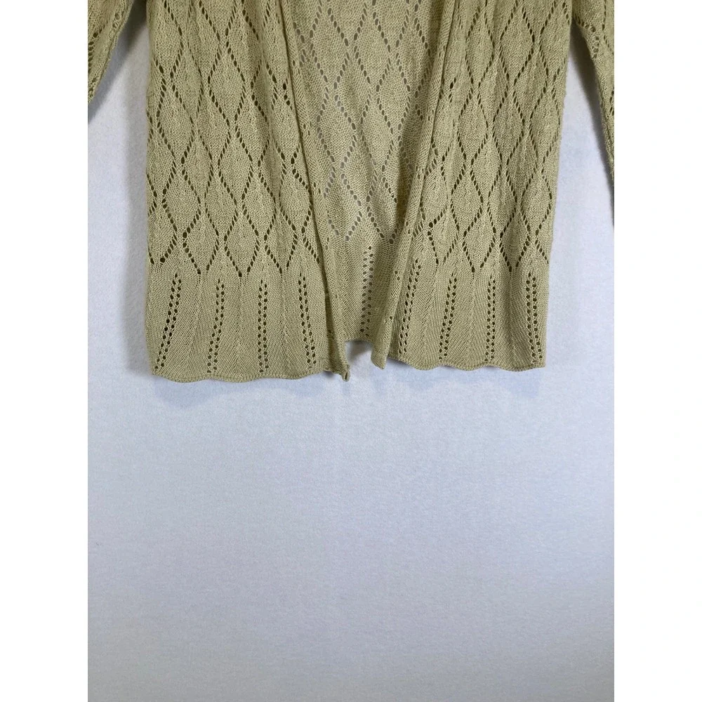 Cottagecore NY‎ Collection Womens PL Sage Diamond Crochet Open Cardigan Sweater